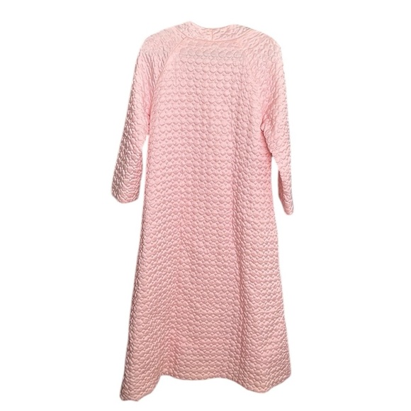 BARBIZON Vintage Quilted Pink Satin Long Robe Embroidered Zip Front Girly - Picture 7 of 16